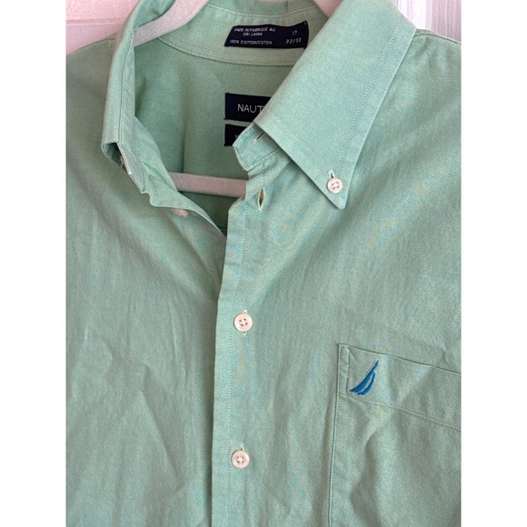 Nautica Mens Vintage Oxford Shirt Seafoam Green 100% Cotton 17 32/33 Long Sleeve - Picture 2 of 4